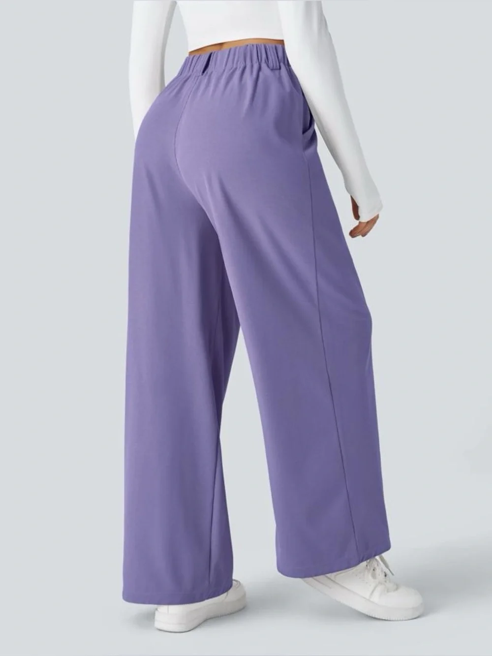 Halara Mellow Purple Flex™ High Waisted Pocket Wide Leg Waffle Work Pants - Picture 8 of 10